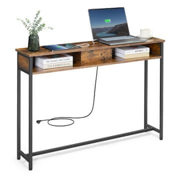 Songmics Konzolna miza 120x25x81 cm rjava s shrambo