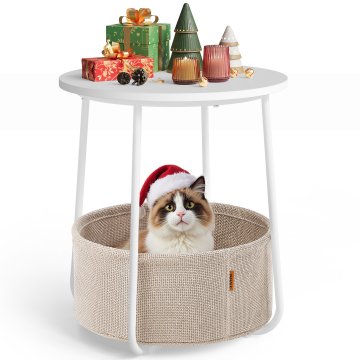 Songmics Stranska mizica, 45x45x51 cm, bela, bež