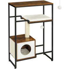 Songmics Plezalno drevo za mačke, 74x34x114 cm, rjavo