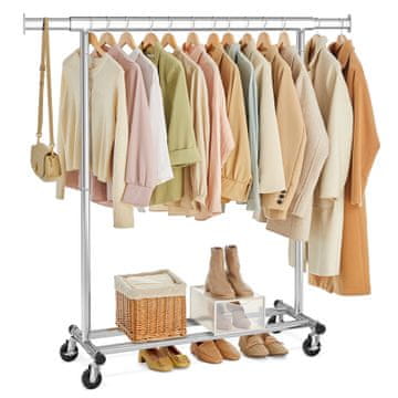Songmics Obešalnik za oblačila, 92x45,4x160 cm, srebrna