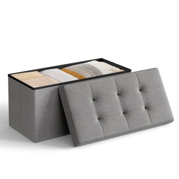 Songmics Shramba tabure skrinja, 76x38x38 cm, siva