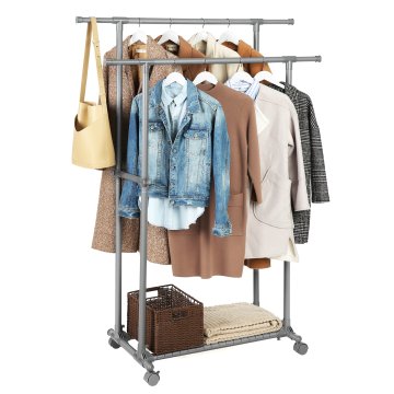 Songmics Obešalnik za oblačila, dvojna letva, 87x52x166 cm, siva