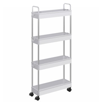 Songmics Shranjevalni voziček, 4-nadstropni, 40x13x93 cm, bel