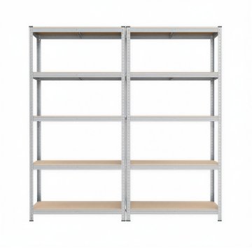 Songmics Regal, 5-nadstropni komplet 2 kosov, 50x100x200 cm, srebrna