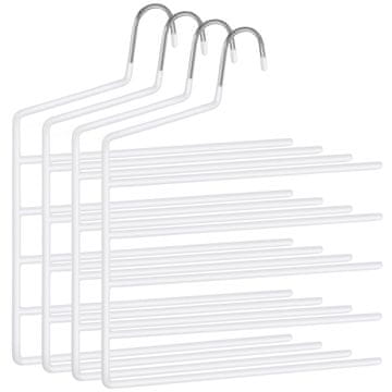 Songmics Obešalnik za hlače, 5 palic, 35x0,5x32 cm, bel