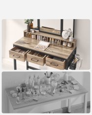 Songmics Toaletna mizica, trojno ogledalo, 90x40x140,8 cm, rjava