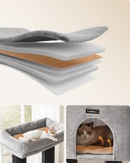 Songmics Plezalno drevo za mačke, 50x50x160 cm, siva in črna