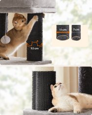 Songmics Plezalno drevo za mačke, 50x50x160 cm, siva in črna