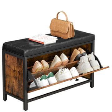 Songmics Klop za čevlje 80x30x51 cm črna rjava