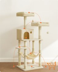 Songmics Praskalnik za mačke, 143x55x45 cm, bež