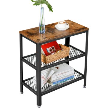 Songmics Stranska mizica, 60x30x60 cm, rjava, s shrambo