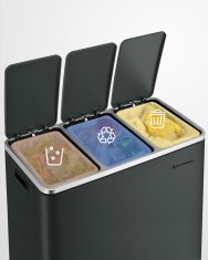 Songmics Koš za recikliranje 3 pregrade 61x315x555 cm zelena siva