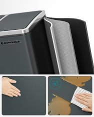 Songmics Koš za recikliranje 3 pregrade 61x315x555 cm zelena siva