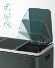 Songmics Koš za recikliranje 3 pregrade 61x315x555 cm zelena siva