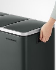 Songmics Koš za recikliranje 3 pregrade 61x315x555 cm zelena siva