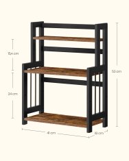 Songmics Poličnik za začimbe, 3-nadstropna pultna polica za shranjevanje, 41x18x53 cm, črna