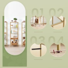 Songmics Polična enota, 5-nadstropna lestev, 40x30x124,5 cm, zlata