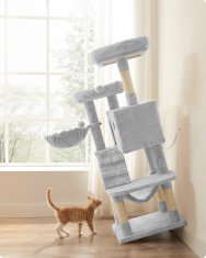 Songmics Plezalno drevo za mačke, 49x49x135 cm, belo