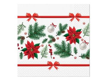 Serviete 20 kosov Praznična poinsettija 33x33 cm