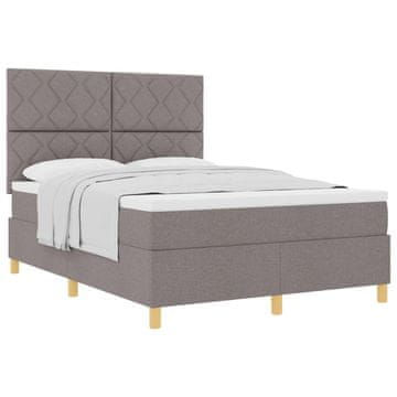 Vidaxl Postelja z vzmetnico z vzglavjem Taupe 160 x 200 cm blago