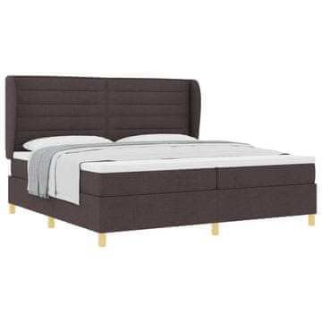 Vidaxl Postelja z vzmetnico z vzmetnico Temno rjava 200 x 200 cm blago