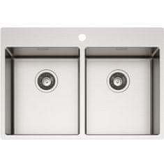 TASCA ASOLO 74 2V dvojno pomivalno korito inox za omarico 80 cm