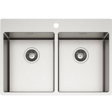 TASCA ASOLO 74 2V dvojno pomivalno korito inox za omarico 80 cm