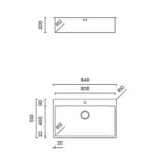 TASCA ASOLO 80 – enojno inox kuhinjsko korito s SatinPlus površino