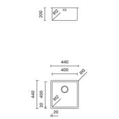 TASCA CANOVA 40 – enojno inox kuhinjsko korito za 50 cm omarico