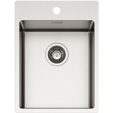 TASCA ASOLO 34 – inox kuhinjsko korito z ojačano površino za armaturo za 45 cm omarico