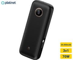 Platinet PMPB2070 polnilna baterija, 70W, 20.000mAh, QC3.0, PD, USB-A, USB-C, črna