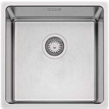 TASCA ADRIA 40 – enojno inox kuhinjsko korito brez odcejalnika za 50 cm omarico, z brušeno površino