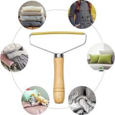 HOME & MARKER® Odstranjevalec muck, dlak in prahu z lesenim ročajem, za oblačila, preproge in tkanine | LINTY