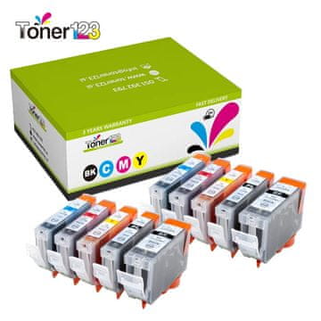 Toner123 Komplet Canon 2× PGI-5BK + 8× CLI-8 (BK,C,M,Y) / PGI5 + CLI8 kompatibilne kartuše (10) - 2×črna, 2×črna, 2×cyan, 2×magenta, 2×rumena