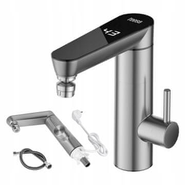 Teesa Inox LCD kopalniški pretočni električni grelnik vode 3000W s vrtljivim izlivom