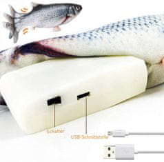Nikcorp Interaktivna električna igrača za mačke v obliki ribe, premikajoča se plišasta riba z mačjo meto in USB polnjenjem