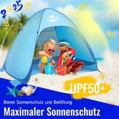 Nikcorp Plažni šotor Pop Up za 3 osebe, samopostavljiv, UV zaščita UPF 50+, 185x150x110 cm, mrežasto okno, moder, s torbo za nošenje