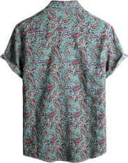 Nikcorp Moški havajski komplet srajca in kratke hlače, tropski cvetlični vzorec, zelena barva, lahkoten poletni set, XXL
