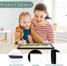 Nikcorp Svetlobna tabla A4 za risanje in diamantno slikanje, LED osvetljena plošča z akumulatorjem, 5 stopenj svetlosti, USB polnilna