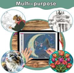 Nikcorp Svetlobna tabla A4 za risanje in diamantno slikanje, LED osvetljena plošča z akumulatorjem, 5 stopenj svetlosti, USB polnilna