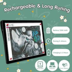 Nikcorp Svetlobna tabla A4 za risanje in diamantno slikanje, LED osvetljena plošča z akumulatorjem, 5 stopenj svetlosti, USB polnilna