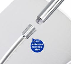 Nikcorp Tuš cev 150 cm, gladka, srebrna, PVC, funkcija proti zvijanju Anti-Twist, vrtljiva 360°, ojačana, univerzalni priključek G 1/2