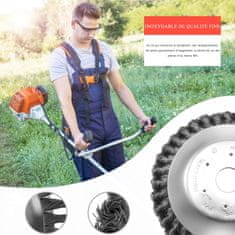 Nikcorp Ščetka za odstranjevanje plevela za motorne kose, jeklena žična glava, luknja 25,4 mm, za čiščenje tlakovcev in poti
