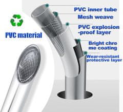 Nikcorp Tuš cev 150 cm, gladka, srebrna, PVC, funkcija proti zvijanju Anti-Twist, vrtljiva 360°, ojačana, univerzalni priključek G 1/2