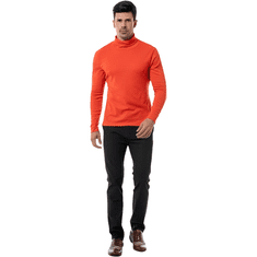 Nikcorp Moško termalno perilo majica z dolgimi rokavi, visok puli ovratnik, slim fit kroj, elastična in topla, oranžna, XXL