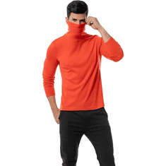 Nikcorp Moško termalno perilo majica z dolgimi rokavi, visok puli ovratnik, slim fit kroj, elastična in topla, oranžna, XXL