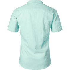 Nikcorp Moška srajca Henley s kratkimi rokavi, bombaž in lan, slim fit, zračna poletna majica, zelena mentol barva, velikost S