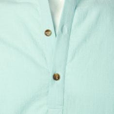 Nikcorp Moška srajca Henley s kratkimi rokavi, bombaž in lan, slim fit, zračna poletna majica, zelena mentol barva, velikost S