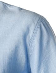 Nikcorp Moška srajca Henley s kratkimi rokavi, bombaž in lan, zračna poletna majica, slim fit, modra, velikost S