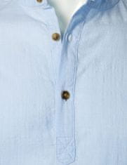 Nikcorp Moška srajca Henley s kratkimi rokavi, bombaž in lan, zračna poletna majica, slim fit, modra, velikost S